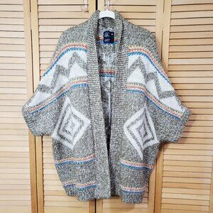 AEO Tribal Print Wool Blend Short Sleeve Cardigan L/XL